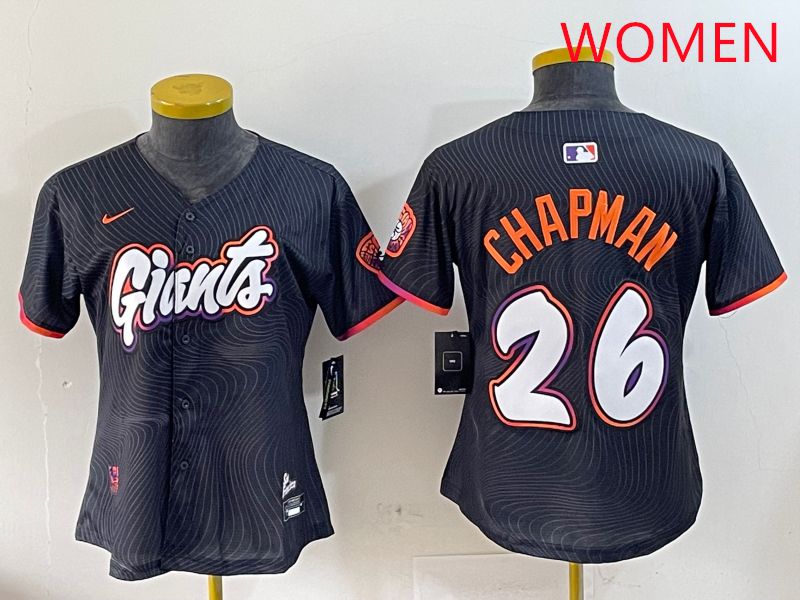 Women San Francisco Giants 26 Chapman Black Joint Name Nike 2025 MLB Jersey style 1
